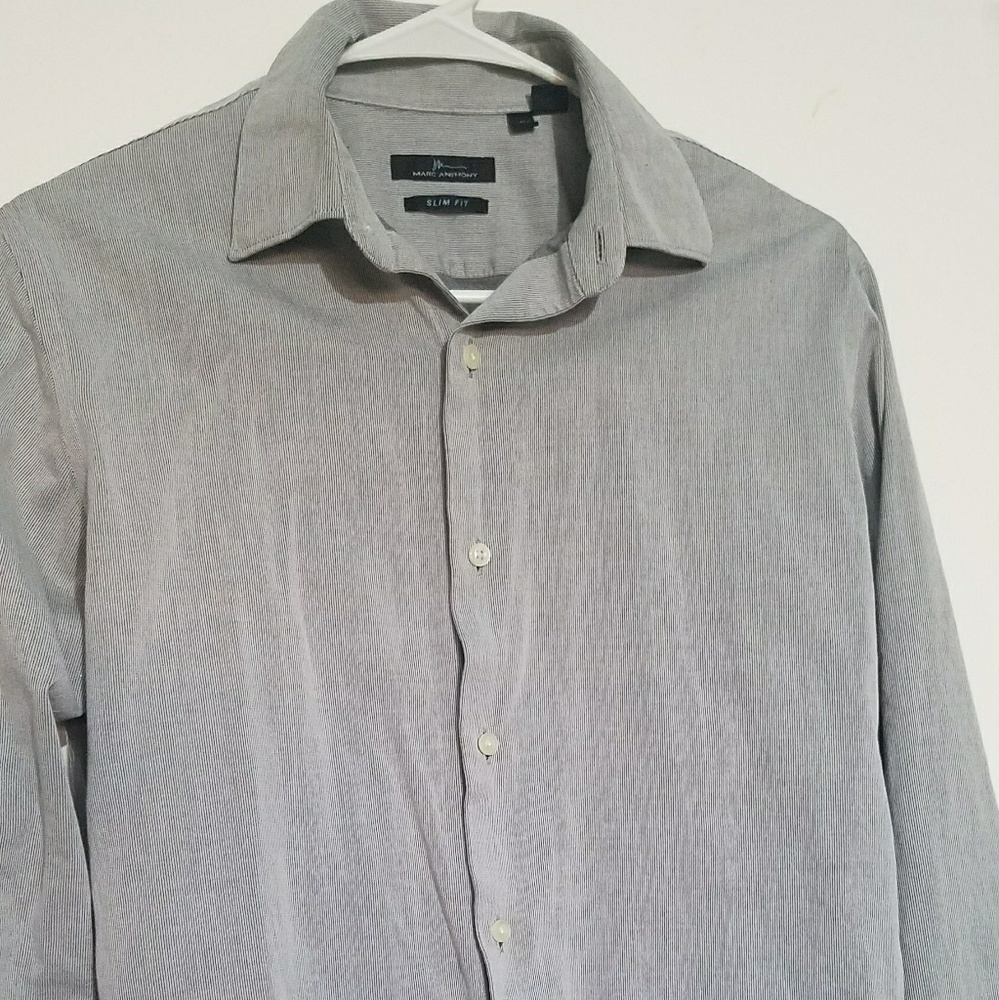 Marc Anthony Slim fit gray pinstriped button down